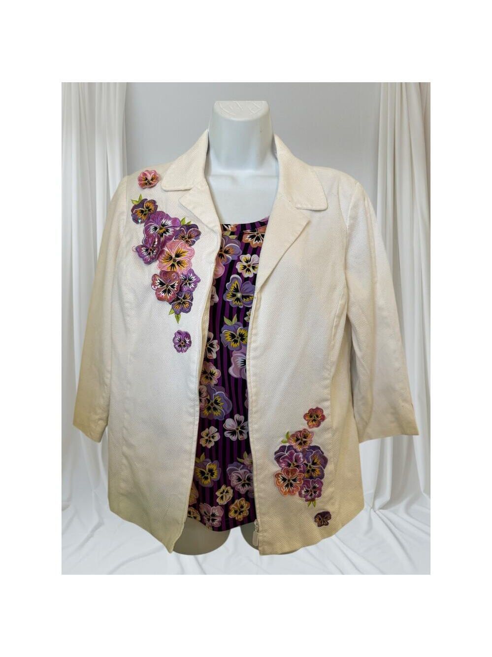 Bob Mackie Wearable Art Two-Piece Embroidered Set - Size M